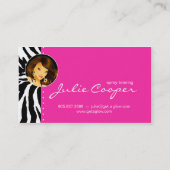 Tanning Visitekaartje Zebra Vrouw Donkerroze (Achterkant)