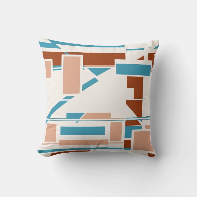 Tannish Rust Turquoise Beige Zuidwest Art Look Kussen (Voorkant)