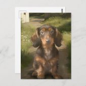 Tannkleurige kortharige donschopper - Olieverfschi Briefkaart (Voorkant / Achterkant)