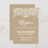 Tant chic brocaat kant bruiloft receptiekaart informatiekaartje (Voorkant / Achterkant)