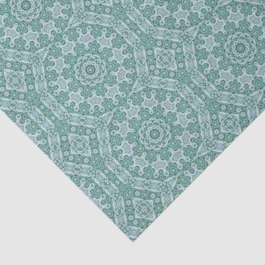 Tantalizing in het blauwgroen tissuepapier (Detail)