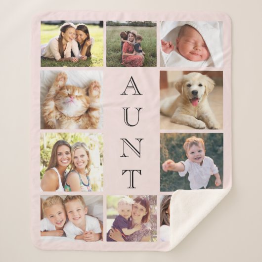 Tante 10 fotocollage roze sherpa deken (Voorkant)