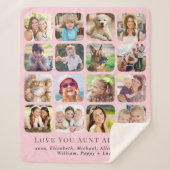 Tante 16 Fotocollage roze Sherpa Deken (Voorkant)