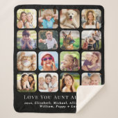 Tante 16 zwarte fotocollage sherpa deken (Voorkant)