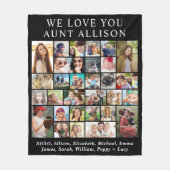 Tante 30 Fotocollage Zwart Fleece Deken (Voorkant)