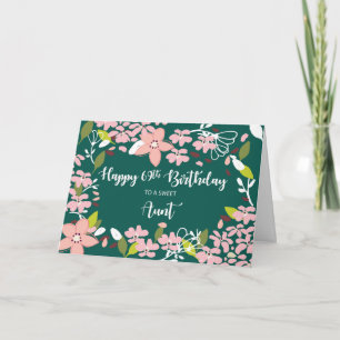 Tante 69th Birthday Green Flowers Kaart