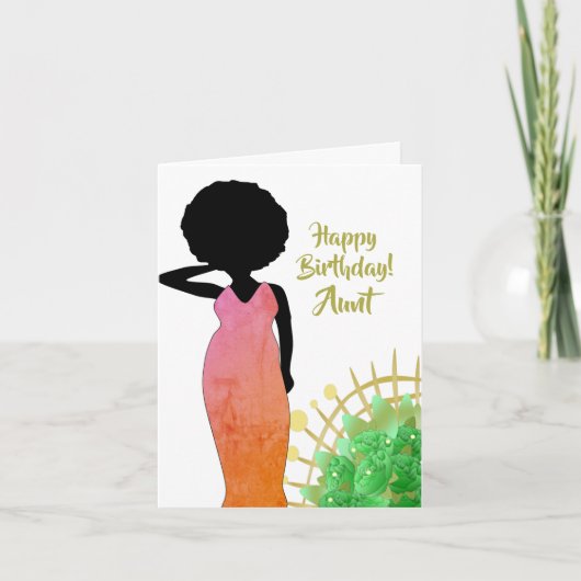 Tante African American Woman Happy Birthday Card Kaart (Voorkant)