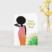 Tante African American Woman Happy Birthday Card Kaart (Gele Bloem)