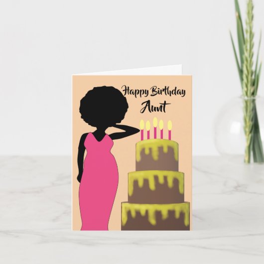 Tante African American Woman Happy Birthday Card Kaart (Voorkant)