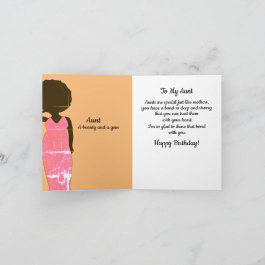Tante African American Woman Happy Birthday Card Kaart (Binnen)