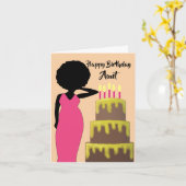 Tante African American Woman Happy Birthday Card Kaart (Gele Bloem)