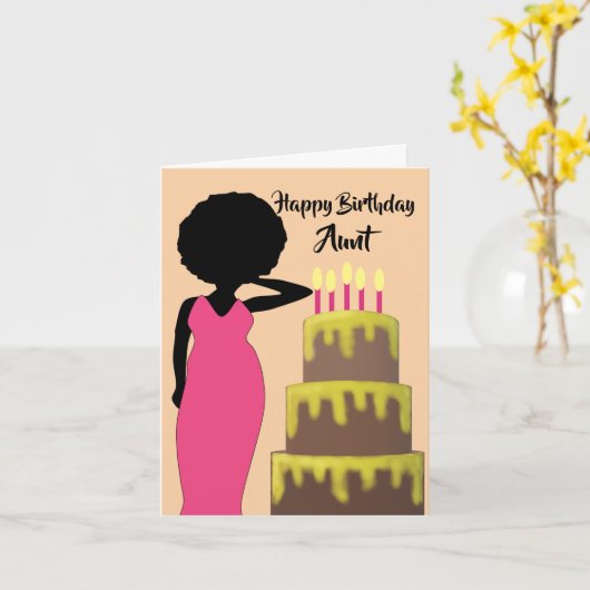 Tante African American Woman Happy Birthday Card Kaart (Gele Bloem)
