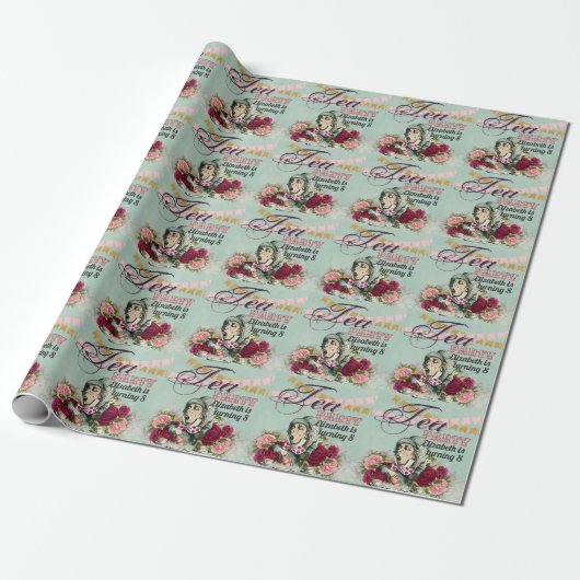 Tante-Alice-in-Wonderland-theepartij aangepaste fe Cadeaupapier (Uitgerold)