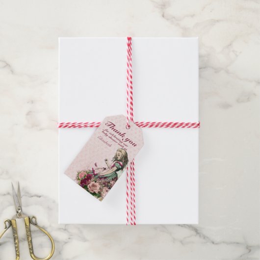 Tante-Alice-in-Wonderland-theevisite Aangepaste Fe Cadeaulabel (Met Touw)