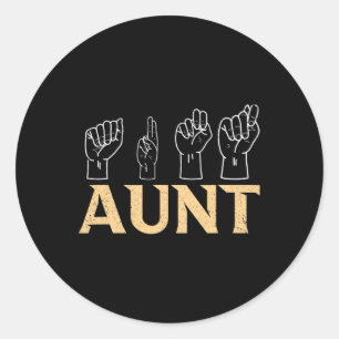 Tante ASL Amerikaanse Gebarentaal Tolk Doof A Ronde Sticker