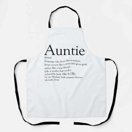 Tante Auntie Definitie Modern Zwart En Wit Schort (Voorkant)