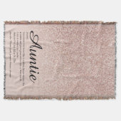 Tante Auntie Definitie Script Roze Goud Glitter Deken (Voorkant)