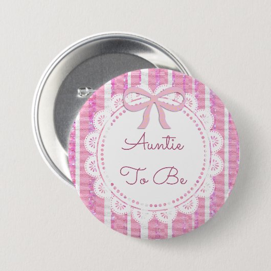 Tante Baby shower Button Roze Bow (Voorkant /achterkant)