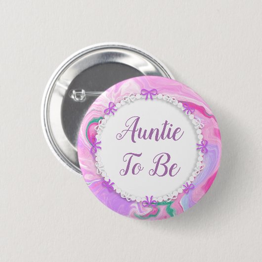 Tante Baby shower roze en Paars Ronde Button 5,7 Cm (Voorkant /achterkant)