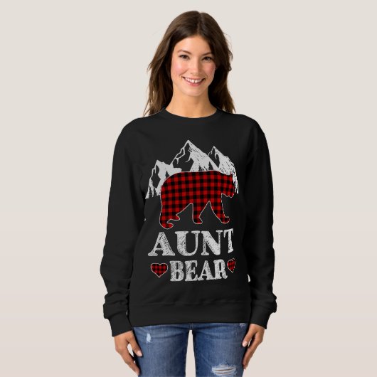 Tante Beer Kerstmis Pajama Red Pset Buffalo Match Trui (Voorkant volledig)