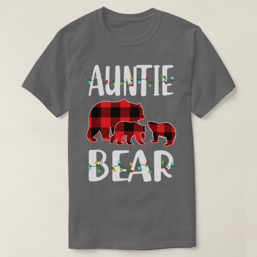 Tante Beer Rood Plaid Kerst Pyjama Bijpassende Fam T-shirt (Design voorkant)