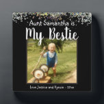 Tante Bestie Glitter Desk Foto Fotoplaat<br><div class="desc">Fun faux glitter fotobureau plaque. Al tekst is klantgericht en de foto kan gemakkelijk worden veranderd. Mijn tante is mijn Bestie met nichtje of neefje naamoptie onderaan de plaque. Een unieke gave voor die speciale persoon in je leven.</div>