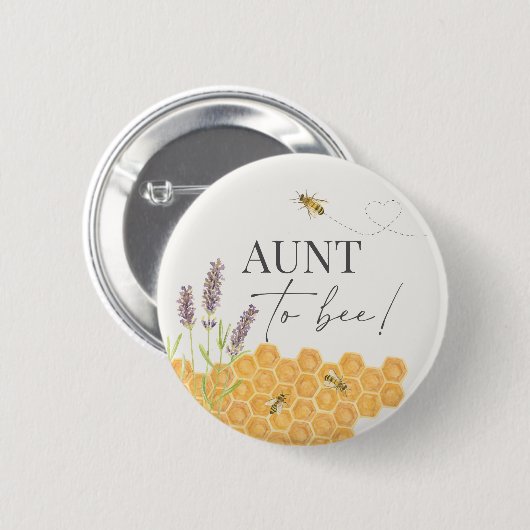 Tante bij, honingbijenknop voor baby shower ronde button 5,7 cm (Voorkant /achterkant)