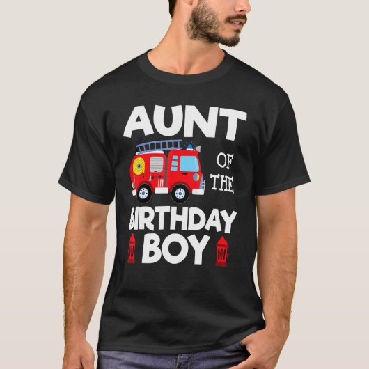Tante Birthday Boy Fire Truck Toddler Firefighter  T-shirt (Voorkant)