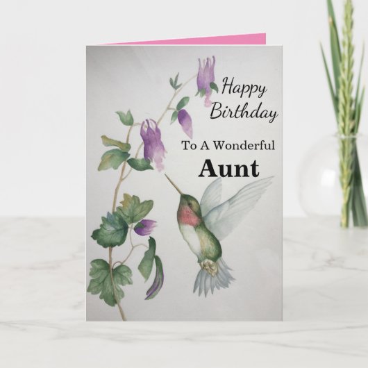 Tante Birthday Hummingbird Garden Kaart (Voorkant)