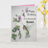 Tante Birthday Hummingbird Garden Kaart (Gele Bloem)