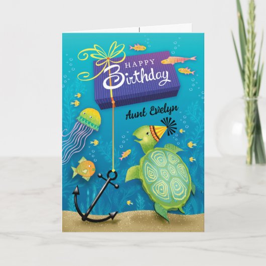 Tante Birthday Turtle Cadeau Kaart (Voorkant)