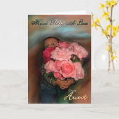 Tante Boeket van de Liefde Peuter omhelst rozen Kaart (Gele Bloem)