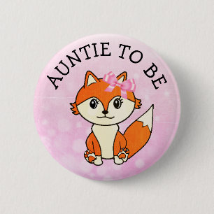 Tante bosdieren Fox Baby shower Ronde Button 5,7 Cm