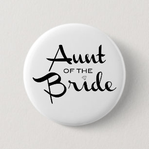 Tante Bride Black op White Ronde Button 5,7 Cm