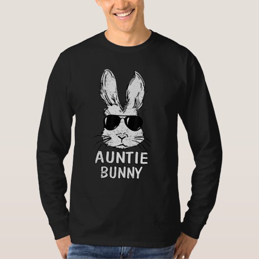 Tante Bunny Gezicht Met Zonnebril Pasen Matching T-shirt (Voorkant)