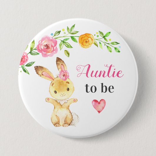 tante Bunny Rabbit Baby shower Ronde Button 7,6 Cm (Voorkant)