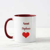 Tante Cadeaus Aangepaste Naam Bourgondië Rode Hart Mok (Links)