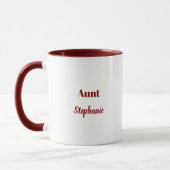 Tante Cadeaus Aangepaste Naam Bourgondiërood Wit F Mok (Links)