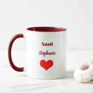 Tante Cadeaus Custom Name Bourgogne Red Heart Favo Mok