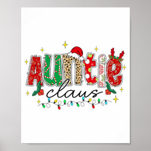 Tante Claus Tante Kerstlichten Pyjama Familie M Poster