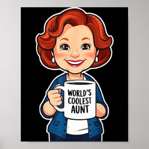 Tante Coolste Oom Funny Coffee Liefhebber Geschenk Poster
