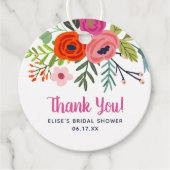 Tante Dankjewel Bruidsfeest met Fel Bloemmotief Bedankjes Labels (Voorkant)