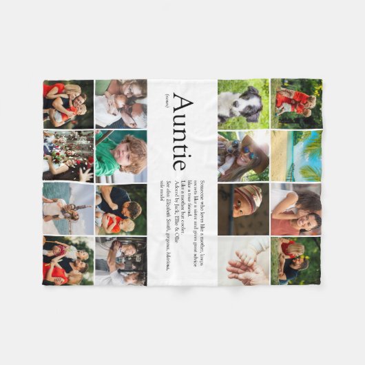 Tante Definitie Citaat Fotocollage Fleece Deken (Voorkant (Horizontaal))