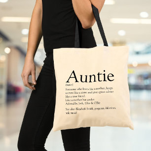 Tante Definitie Citaat Zwart en Wit Tote Bag
