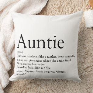 Tante Definitie Spreuk Zwart en Wit Groot Kussen