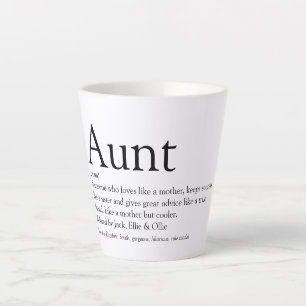 Tante Definitie Zeggende Zwart en Wit Latte Mok