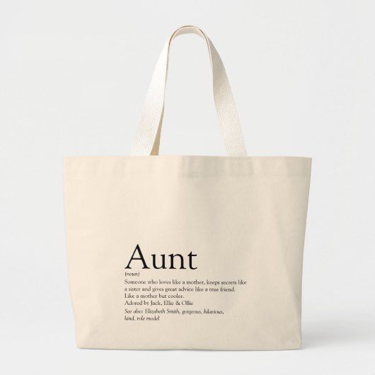 Tante definitiegrootte Moderne zwart-wit Grote Tote Bag (Voorkant)