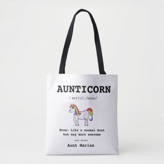 Tante Definition Aunticorn Unicorn Tote Bag (Voorkant)
