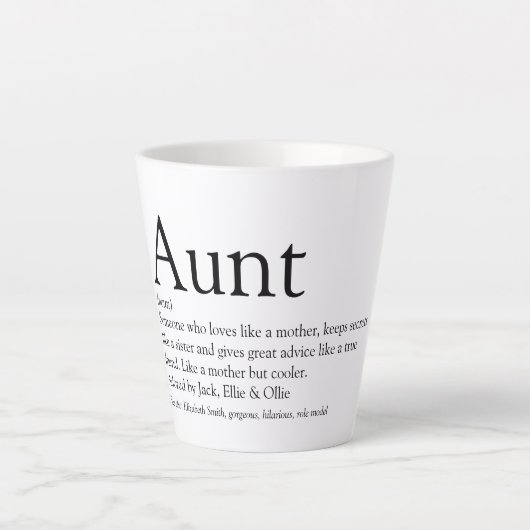 Tante definitionGezegde zwart-wit Latte Mok (Voorkant)