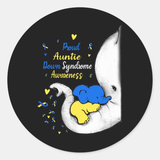 Tante Down Syndrome Awareness Day Elephant T21 WO Ronde Sticker (Voorkant)